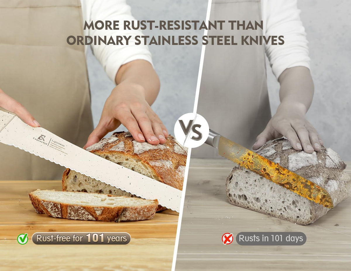 Upgrade Bread Knife for Homemade Bread, World‘s 1st Double Serrated Knife for Crusty Sourdough, 11.6 Inch Stainless Steel Bread Slicer, Professional Sourdough Cutter, Ideal for Gift, Pink