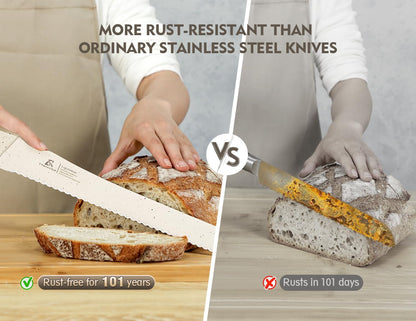 Upgrade Bread Knife for Homemade Bread, World‘s 1st Double Serrated Knife for Crusty Sourdough, 11.6 Inch Stainless Steel Bread Slicer, Professional Sourdough Cutter, Ideal for Gift, Pink