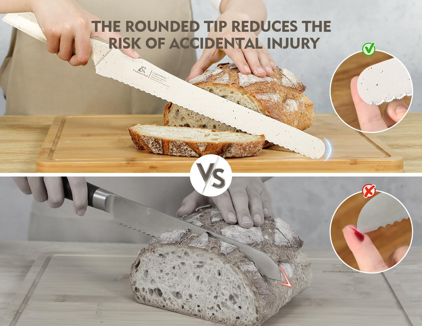 Upgrade Bread Knife for Homemade Bread, World‘s 1st Double Serrated Knife for Crusty Sourdough, 11.6 Inch Stainless Steel Bread Slicer, Professional Sourdough Cutter, Ideal for Gift, Pink