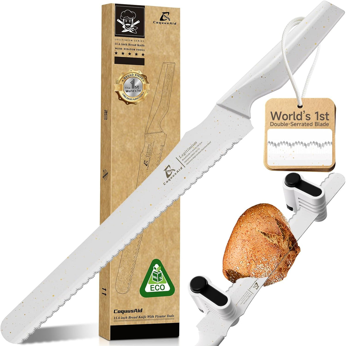 Upgrade Bread Knife for Homemade Bread, World‘s 1st Double Serrated Knife for Crusty Sourdough, 11.6 Inch Stainless Steel Bread Slicer, Professional Sourdough Cutter, Ideal for Gift, Pink