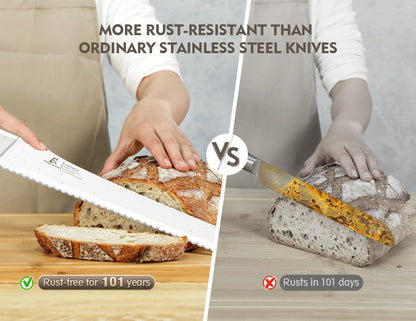 Upgrade Bread Knife for Homemade Bread, World‘s 1st Double Serrated Knife for Crusty Sourdough, 11.6 Inch Stainless Steel Bread Slicer, Professional Sourdough Cutter, Ideal for Gift, Pink