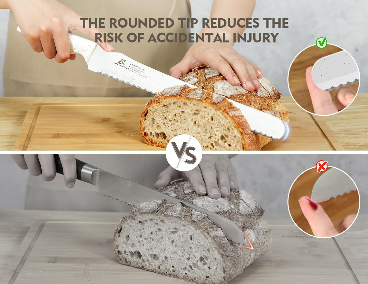 Upgrade Bread Knife for Homemade Bread, World‘s 1st Double Serrated Knife for Crusty Sourdough, 11.6 Inch Stainless Steel Bread Slicer, Professional Sourdough Cutter, Ideal for Gift, Pink