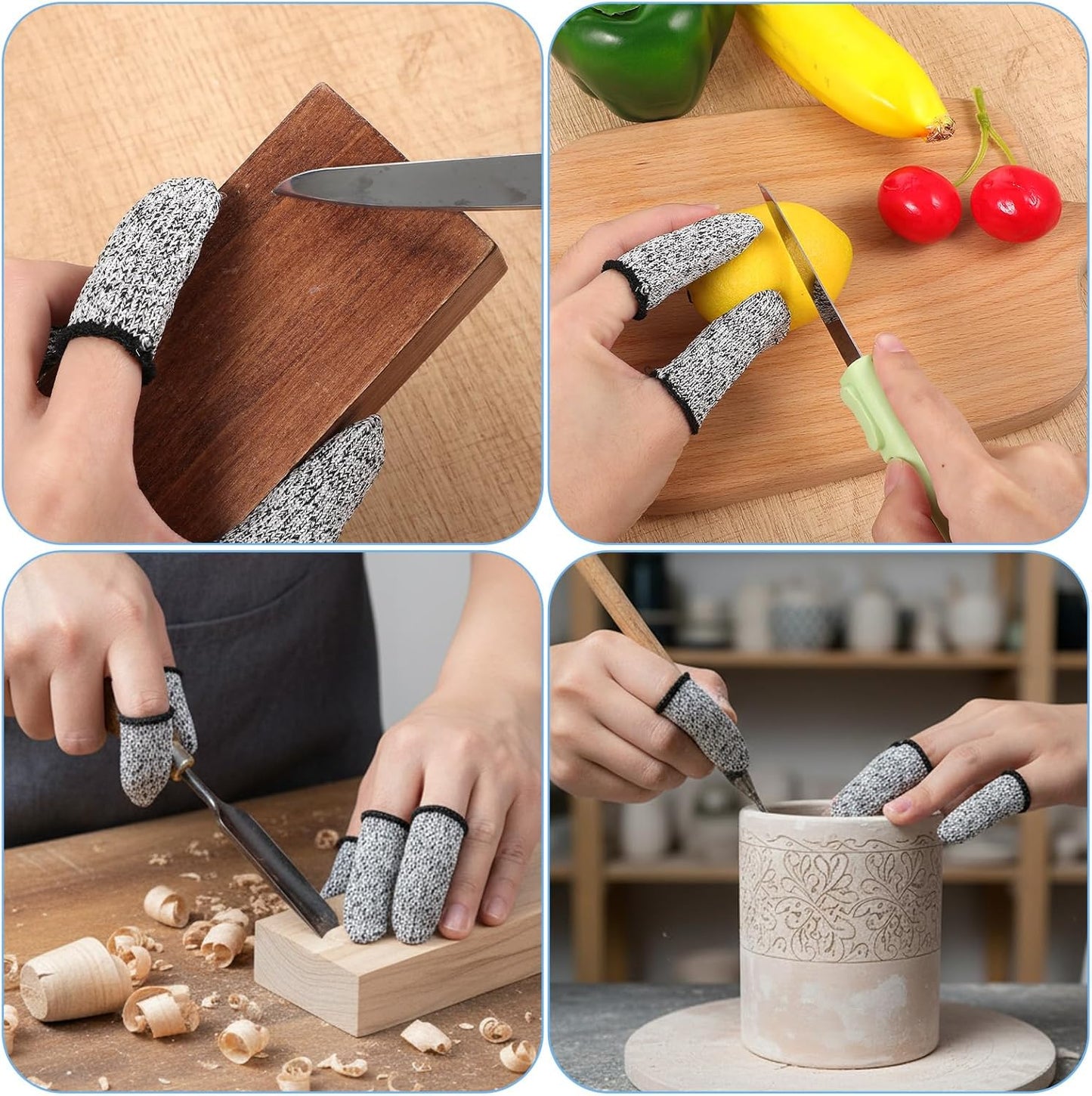 60 Pcs Breathable Cut Resistant Finger Cots Reusable Durable Non Slip Finger Thumb Protector Fingertip Covers Cut Resistant Fingertip Protectors for Kitchen Food Cutting Sculpture Work Supplies