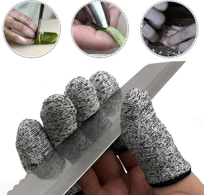 Cut Resistant Finger Cots 5-Level Protection Small Finger Protectors Thumb Sleeve for Kitchen Cooking and Work Safety 10pcs Gray