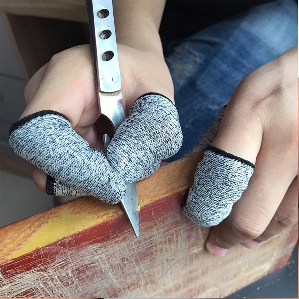 Cut Resistant Finger Cots 5-Level Protection Small Finger Protectors Thumb Sleeve for Kitchen Cooking and Work Safety 10pcs Gray