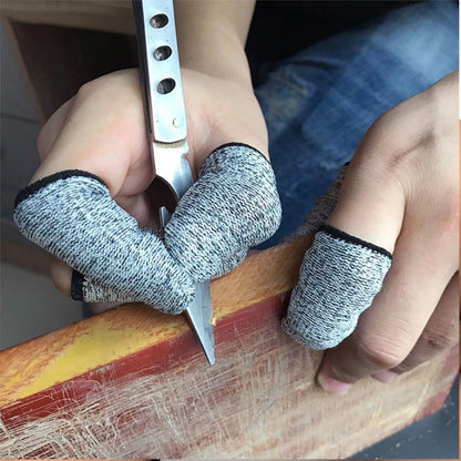 Cut Resistant Finger Cots 5-Level Protection Small Finger Protectors Thumb Sleeve for Kitchen Cooking and Work Safety 10pcs Gray