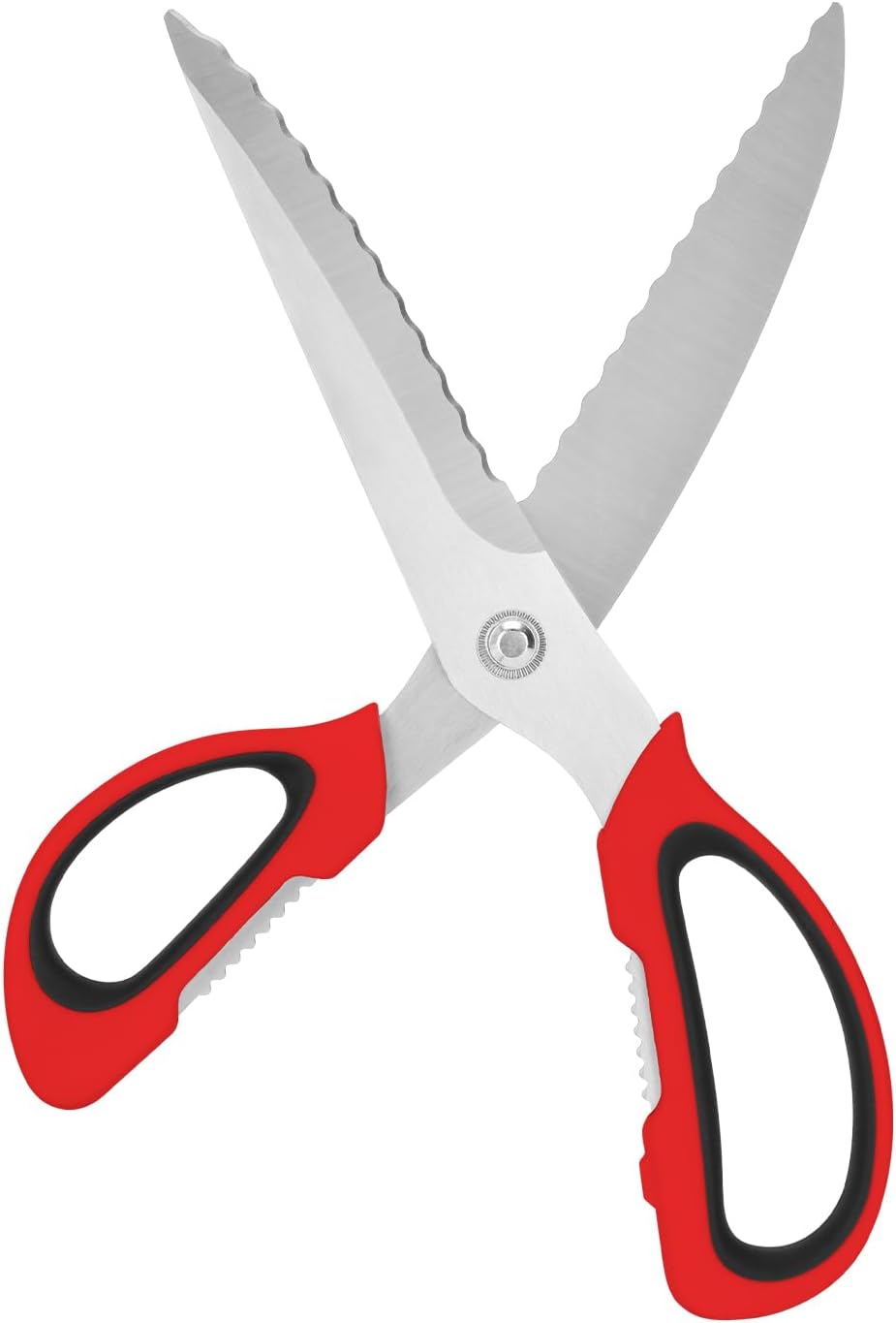 Kitchen Scissors with Ripple Blade Design, Ergonomic White Handles, Stainless Steel (White)