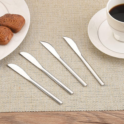 5.8in 4-Piece Dessert Knives Set Stainless Steel Kids Dinner Knife Appetizer Fruit Snack Serving Knives Small Flatware Set