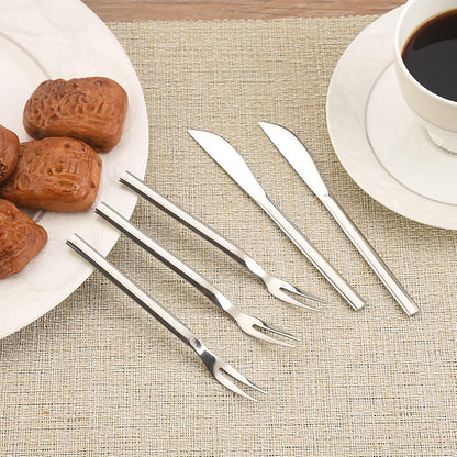 5.8in 4-Piece Dessert Knives Set Stainless Steel Kids Dinner Knife Appetizer Fruit Snack Serving Knives Small Flatware Set
