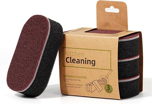 Cleaning Sponges Eraser - Emery Scrub Sponge for Pots & Pans, Heavy Duty Rust & Stain Remover, High-Density Oil-Absorbing Sponge for Kitchen, Dish, Sink & Cookware Cleaning