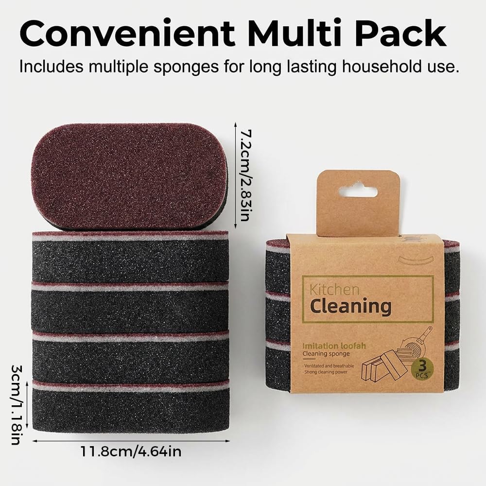 Cleaning Sponges Eraser - Emery Scrub Sponge for Pots & Pans, Heavy Duty Rust & Stain Remover, High-Density Oil-Absorbing Sponge for Kitchen, Dish, Sink & Cookware Cleaning