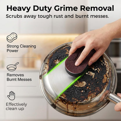 Cleaning Sponges Eraser - Emery Scrub Sponge for Pots & Pans, Heavy Duty Rust & Stain Remover, High-Density Oil-Absorbing Sponge for Kitchen, Dish, Sink & Cookware Cleaning