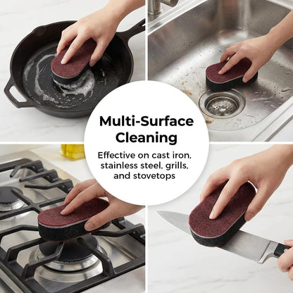 Cleaning Sponges Eraser - Emery Scrub Sponge for Pots & Pans, Heavy Duty Rust & Stain Remover, High-Density Oil-Absorbing Sponge for Kitchen, Dish, Sink & Cookware Cleaning