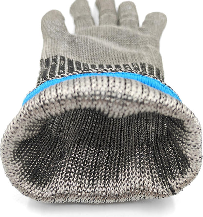 Cut Resistant Glove with Arm Protection Sleeves 316L Stainless Steel Mesh Metal Glove Level 9 Butcher Metal Glove for Meat, Fish Fillet, Oyster