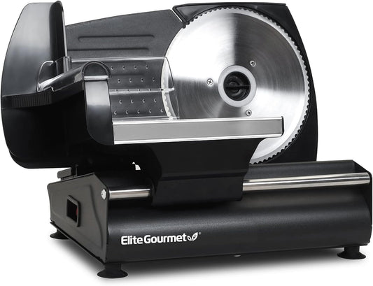 EMT-625B Deli Meat Slicer, Adjustable Thickness, 7.5" Black | Removable stainless steel blade slices cold cuts, hard cheese, vegetables & bread - ultimate precision slicing