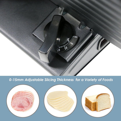 EMT-625B Deli Meat Slicer, Adjustable Thickness, 7.5" Black | Removable stainless steel blade slices cold cuts, hard cheese, vegetables & bread - ultimate precision slicing