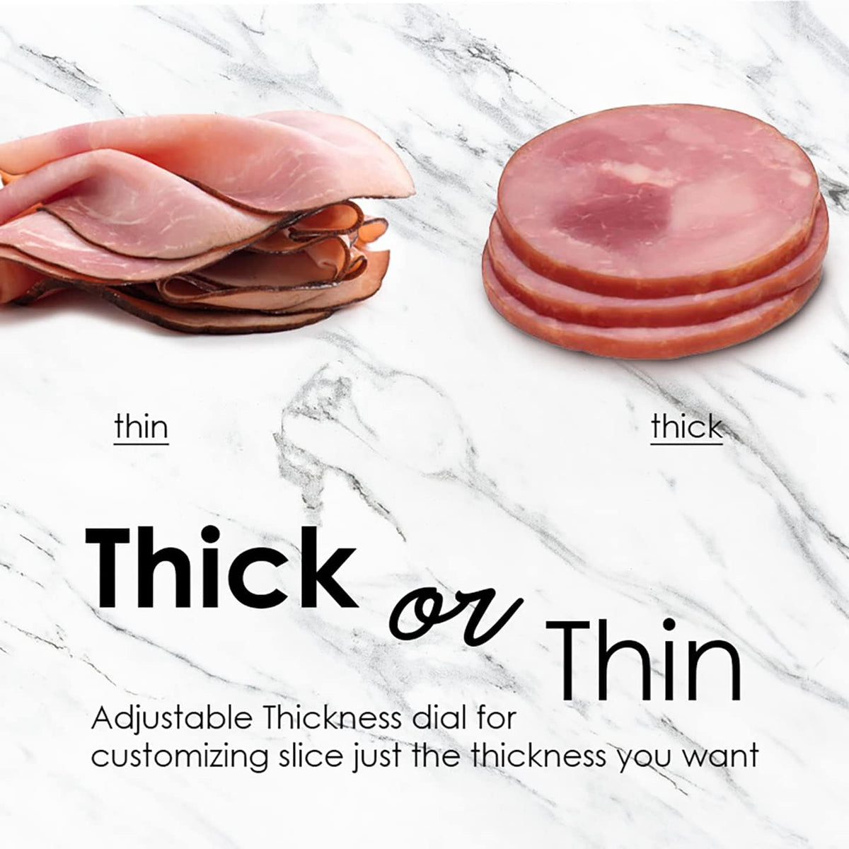 EMT-625B Deli Meat Slicer, Adjustable Thickness, 7.5" Black | Removable stainless steel blade slices cold cuts, hard cheese, vegetables & bread - ultimate precision slicing