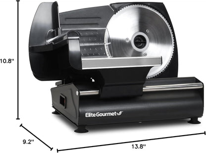 EMT-625B Deli Meat Slicer, Adjustable Thickness, 7.5" Black | Removable stainless steel blade slices cold cuts, hard cheese, vegetables & bread - ultimate precision slicing