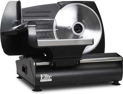 EMT-625B Deli Meat Slicer, Adjustable Thickness, 7.5" Black | Removable stainless steel blade slices cold cuts, hard cheese, vegetables & bread - ultimate precision slicing
