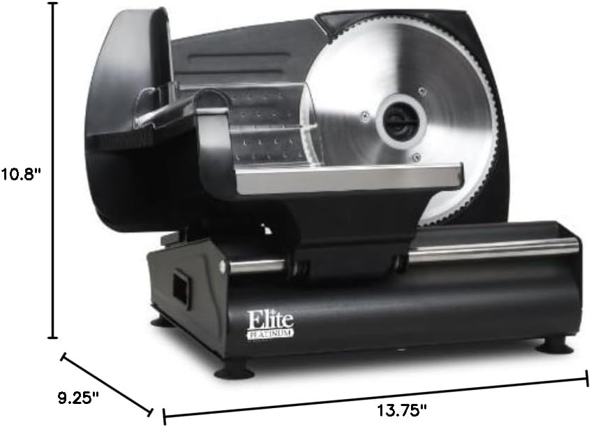 EMT-625B Deli Meat Slicer, Adjustable Thickness, 7.5" Black | Removable stainless steel blade slices cold cuts, hard cheese, vegetables & bread - ultimate precision slicing