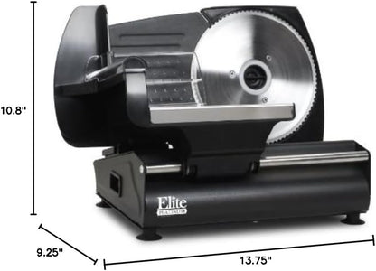 EMT-625B Deli Meat Slicer, Adjustable Thickness, 7.5" Black | Removable stainless steel blade slices cold cuts, hard cheese, vegetables & bread - ultimate precision slicing