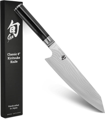 Classic 8" Kiritsuke Knife, Handcrafted Japanese Kitchen Knife for Professional and Home Chefs, VG-MAX Core with Damascus Stainless Steel Cladding, Pakkawood Handle