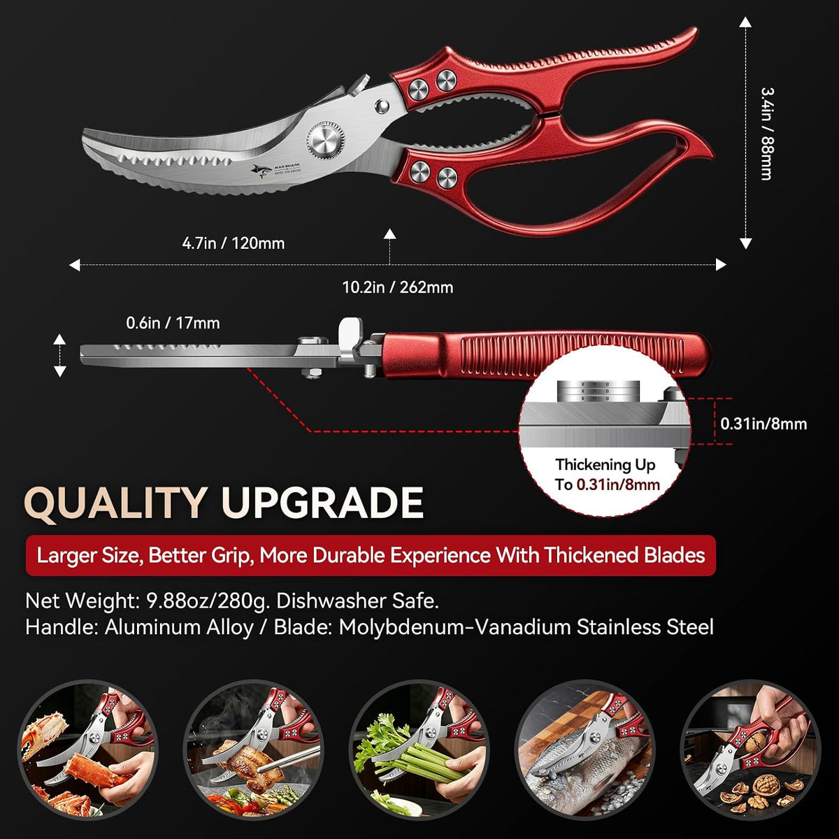Heavy Duty Poultry Shears,Spring Loaded Kitchen Shears,Dishwasher