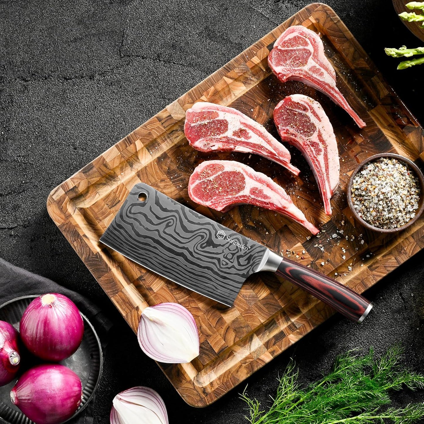 7” Cleaver Knife, Multipurpose Meat & Vegetable Chef Cleaver | 12° Razor Sharp High Carbon Steel Butcher Knife with Pakkawood Handle, Chinese Cleaver with Sheath, Premium Gift for Cooks