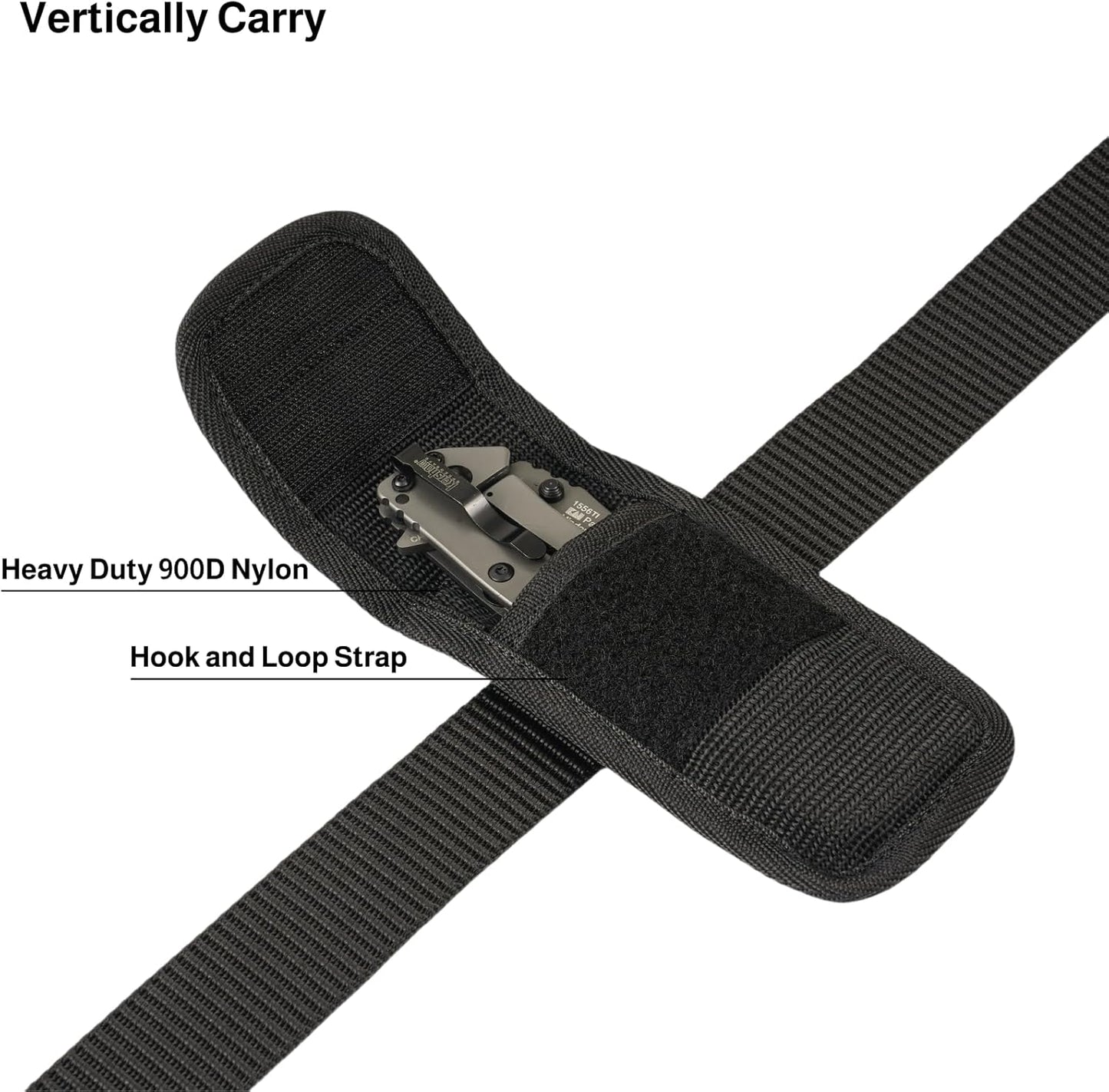 Knife Sheath for Belt, Tactical Pocket Knife Holder, Outdoor Vertical or Horizontal Belt Knife Pouch, Multitool Sheath Nylon Case, Army Knife Pocket Clip