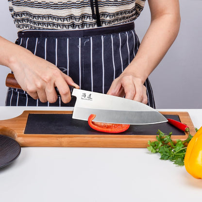 7-inch Deba Knife, Single Bevel German Stainless Steel Japanese Knife, Fish Fillet Knives for Fish Cutting with Wooden Handle, Gift Box