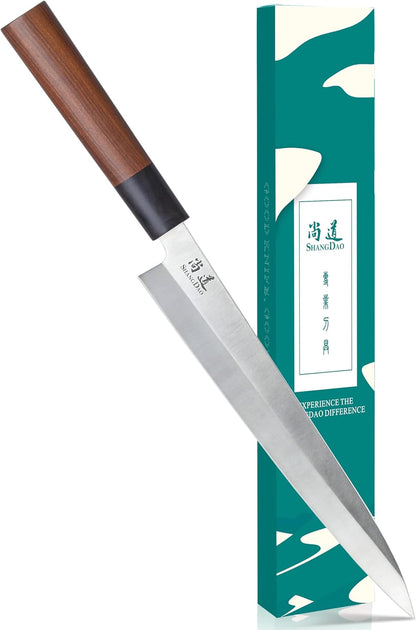 7-inch Deba Knife, Single Bevel German Stainless Steel Japanese Knife, Fish Fillet Knives for Fish Cutting with Wooden Handle, Gift Box