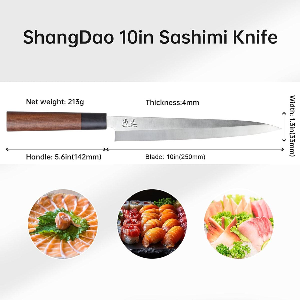 7-inch Deba Knife, Single Bevel German Stainless Steel Japanese Knife, Fish Fillet Knives for Fish Cutting with Wooden Handle, Gift Box