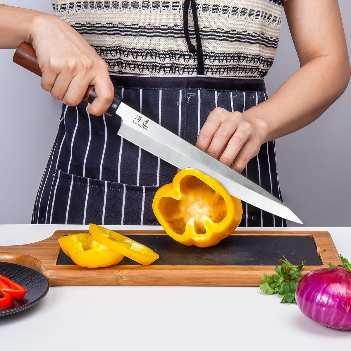 7-inch Deba Knife, Single Bevel German Stainless Steel Japanese Knife, Fish Fillet Knives for Fish Cutting with Wooden Handle, Gift Box