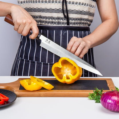 7-inch Deba Knife, Single Bevel German Stainless Steel Japanese Knife, Fish Fillet Knives for Fish Cutting with Wooden Handle, Gift Box