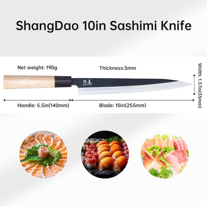 7-inch Deba Knife, Single Bevel German Stainless Steel Japanese Knife, Fish Fillet Knives for Fish Cutting with Wooden Handle, Gift Box