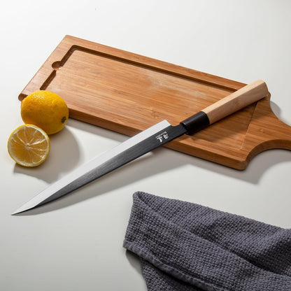 7-inch Deba Knife, Single Bevel German Stainless Steel Japanese Knife, Fish Fillet Knives for Fish Cutting with Wooden Handle, Gift Box