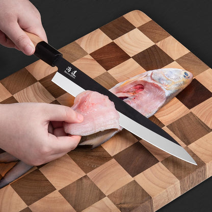 7-inch Deba Knife, Single Bevel German Stainless Steel Japanese Knife, Fish Fillet Knives for Fish Cutting with Wooden Handle, Gift Box