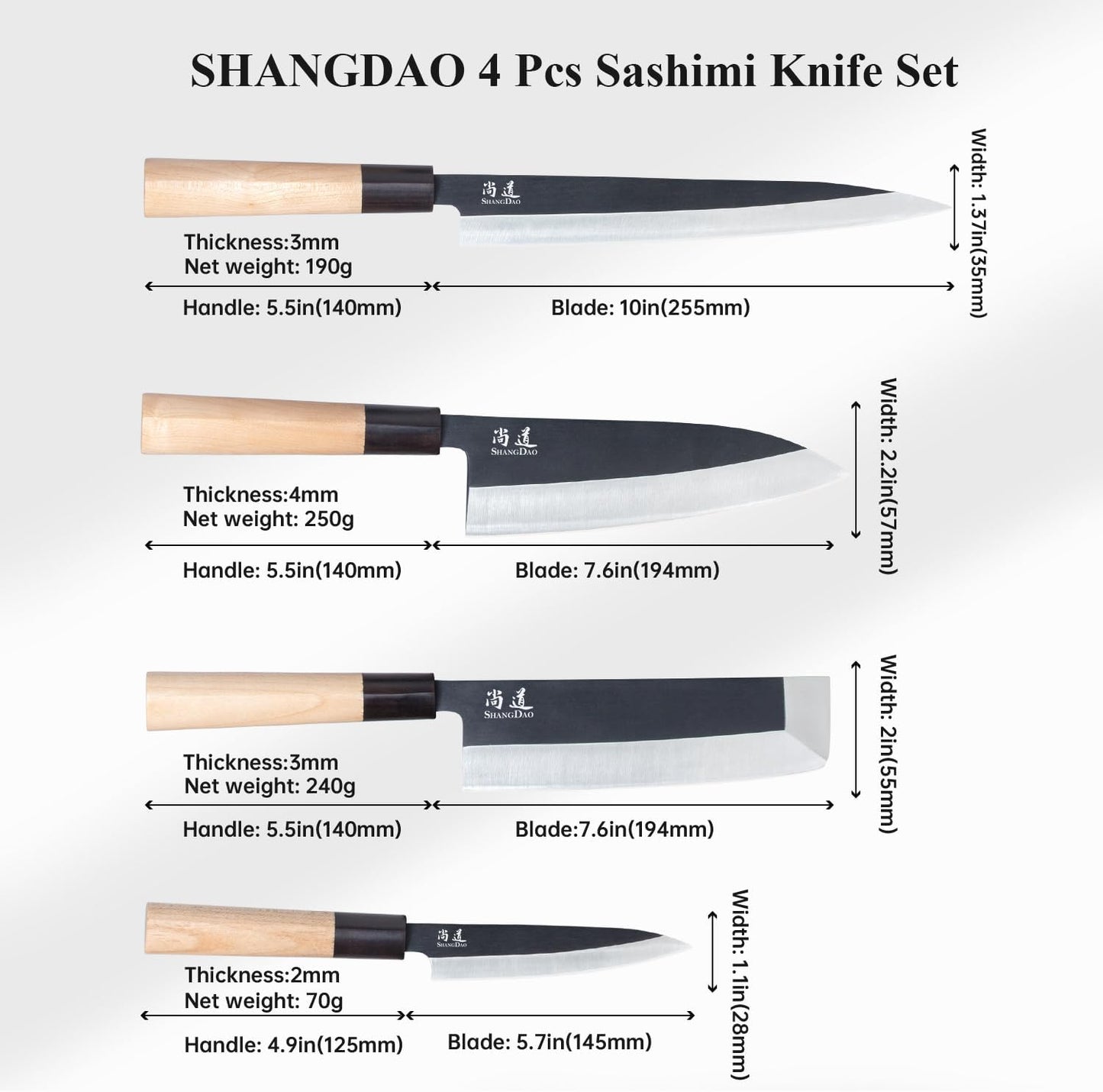 7-inch Deba Knife, Single Bevel German Stainless Steel Japanese Knife, Fish Fillet Knives for Fish Cutting with Wooden Handle, Gift Box