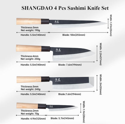 7-inch Deba Knife, Single Bevel German Stainless Steel Japanese Knife, Fish Fillet Knives for Fish Cutting with Wooden Handle, Gift Box