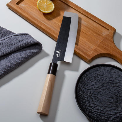 7-inch Deba Knife, Single Bevel German Stainless Steel Japanese Knife, Fish Fillet Knives for Fish Cutting with Wooden Handle, Gift Box