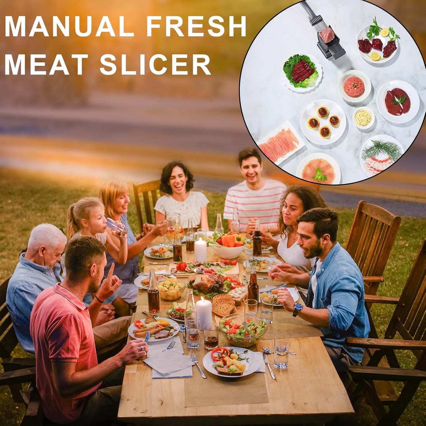 Fresh Meat Slicer, Manual Fresh Meat Cutter, Meal Prep, 2mm or 4mm-Black | Manual Meat Slicer for Fresh Raw Meat, 17 Blades get 18 Meat Slices, Meat Cleavers can be Sliced, Striped, Diced