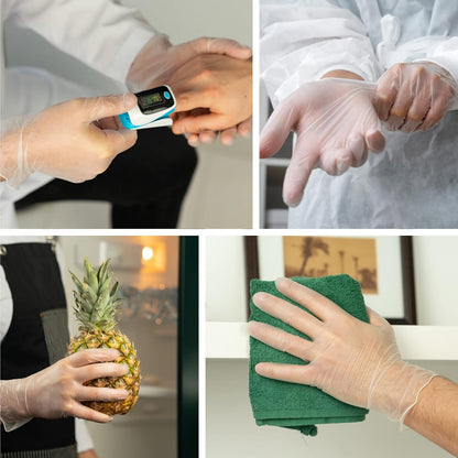 3 Mil Clear Vinyl Gloves, Food Safe Disposable Gloves, Latex Free