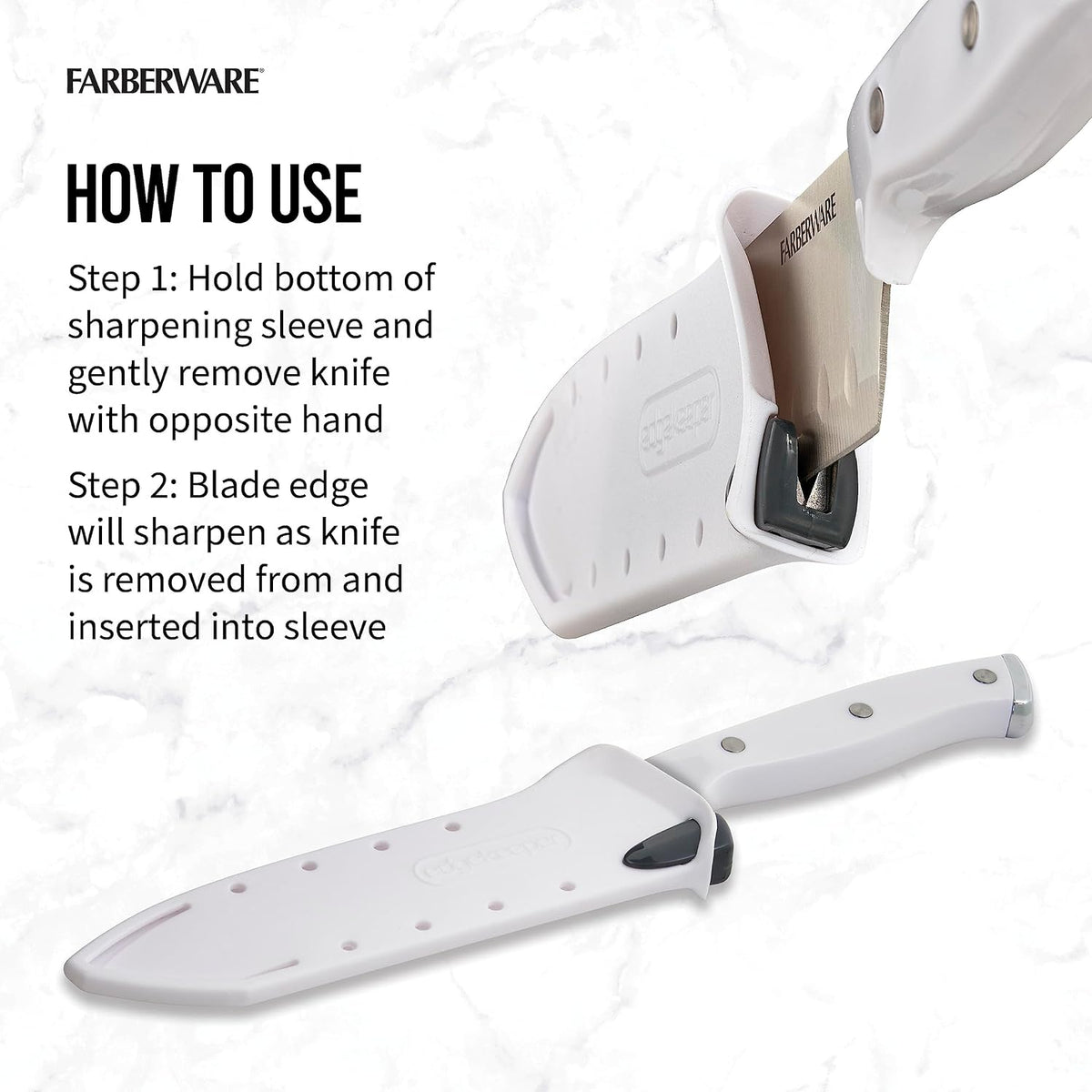Edgekeeper Triple Riveted Santoku Knife with Self-Sharpening Blade Cover, High Carbon-Stainless Steel Kitchen Knife with Ergonomic Handle, Razor-Sharp Knife, 5 Inch, White
