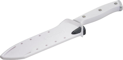 Edgekeeper Triple Riveted Santoku Knife with Self-Sharpening Blade Cover, High Carbon-Stainless Steel Kitchen Knife with Ergonomic Handle, Razor-Sharp Knife, 5 Inch, White