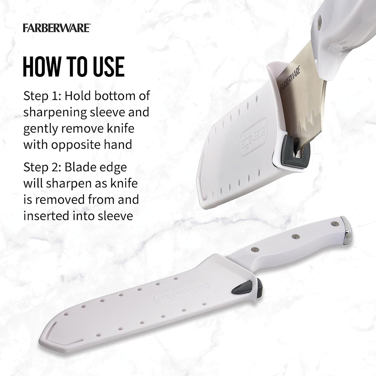 Edgekeeper Triple Riveted Santoku Knife with Self-Sharpening Blade Cover, High Carbon-Stainless Steel Kitchen Knife with Ergonomic Handle, Razor-Sharp Knife, 5 Inch, White