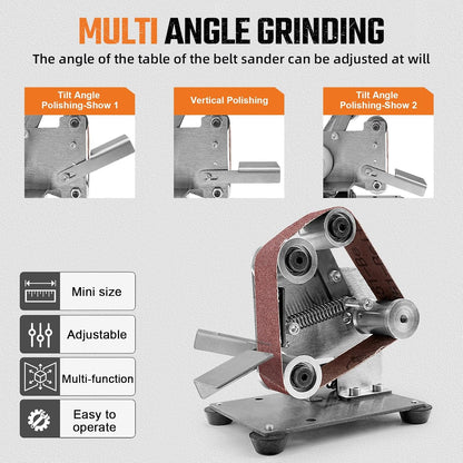 SI FANG Mini Electric Belt Sander Knife-Sharpener Small Bench Grinder | 7 Speed Adjustable Sanding Machine Kit For Knife Making, Wood Metal, Handcraft, Power Polisher DIY Polishing Grinding Tool
