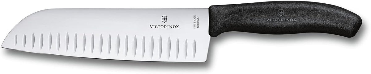 Swiss Classic 2-Piece Kitchen Starter Set, 7" Santoku Knife and 3.25" Serrated Paring Knife, Black