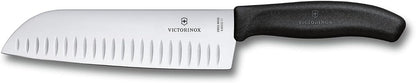 Swiss Classic 2-Piece Kitchen Starter Set, 7" Santoku Knife and 3.25" Serrated Paring Knife, Black