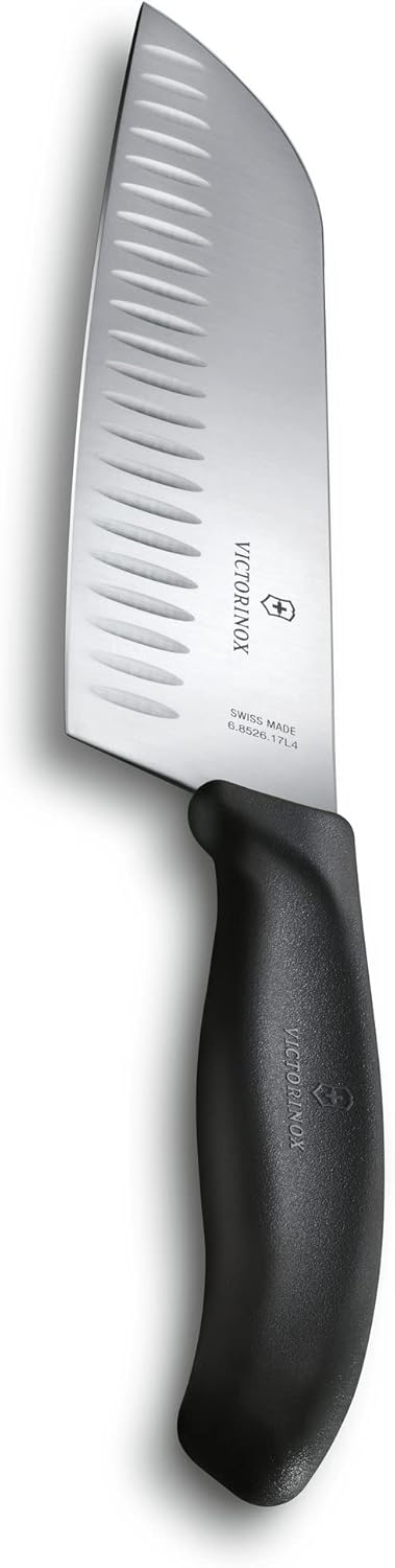 Swiss Classic 2-Piece Kitchen Starter Set, 7" Santoku Knife and 3.25" Serrated Paring Knife, Black