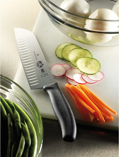 Swiss Classic 2-Piece Kitchen Starter Set, 7" Santoku Knife and 3.25" Serrated Paring Knife, Black